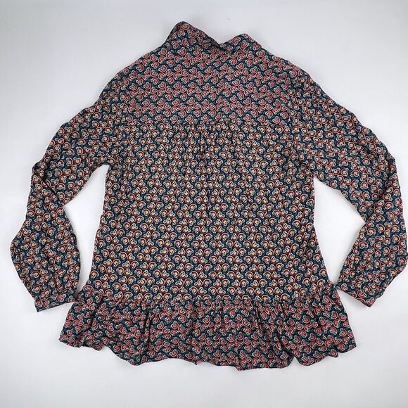 MAEVE Anthropologie Flounced Peasant Janie Blouse Top Shirt Floral Navy Button 6 - Picture 10 of 10